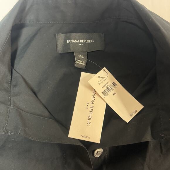 Banana Republic Cotton Shirt Long Sleeve Tie Waist Button Blouse Womens XS NWT - Picture 6 of 15